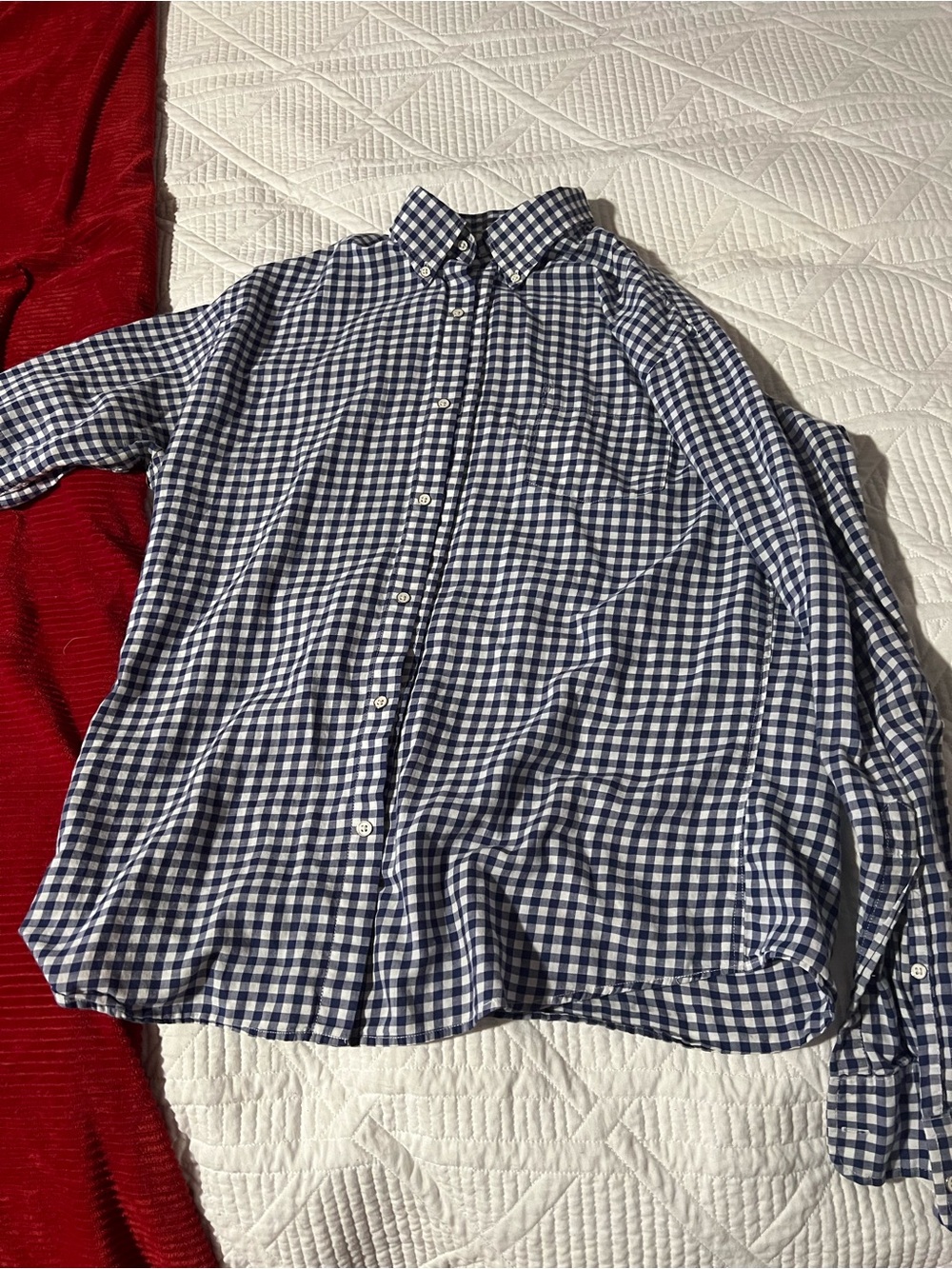 Peter Millar Navy and White Gingham Button-Down Shirt